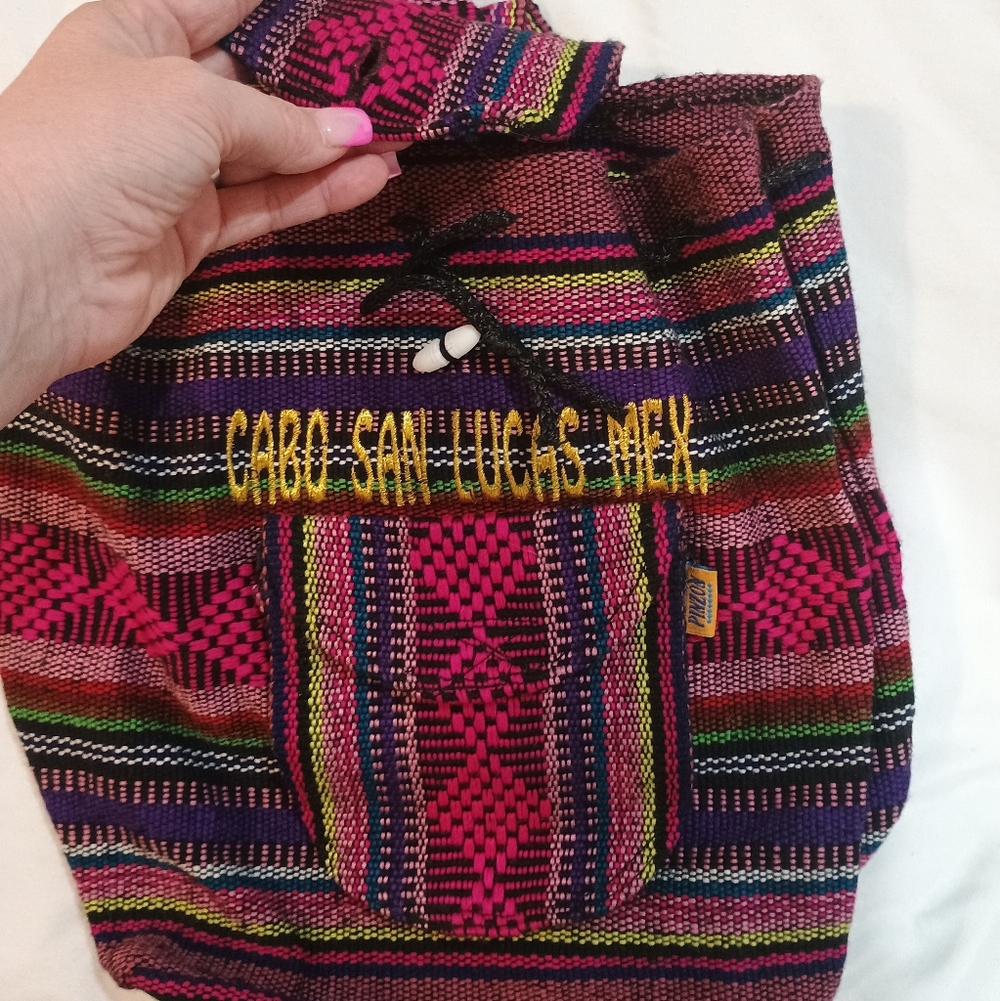 Argentinians Mr Pinzon Striped Colorful Cabo San Lucas Mexico Backpack Purse - Picture 5 of 5